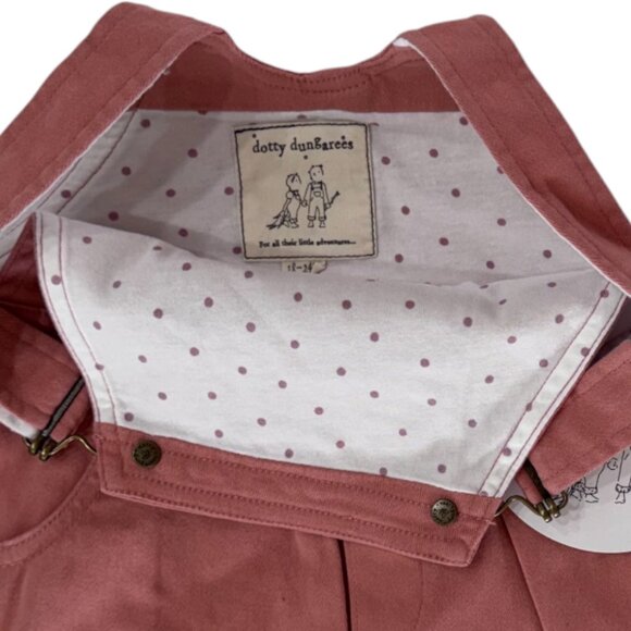 DOTTY DUNGAREES - OVERALL MINI SKIRT - 96% COTTON - PINK - NWT - Picture 3 of 4